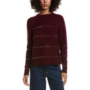 Forte Cashmere Womens  Crystal Wool & Cashmere-Blend Raglan Sweater, Purple